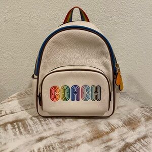 Coach Cream Backpack with Rainbow Logo